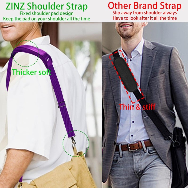 ZINZ Shoulder Strap 58" Ultra-Thick Fixed Padded and Adjustable Buckles Crossbody Strap for Briefcase Laptop Bag Luggage - Image 5